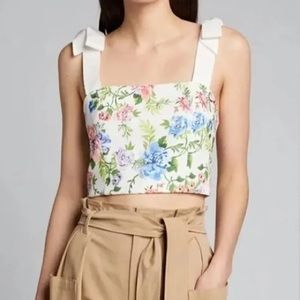 EUC Alice + Olivia - Nika floral fitted crop top with tie straps - M